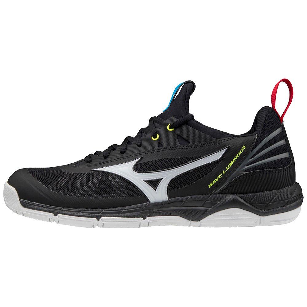 Mizuno Men's Volleyball Shoes Black/White/Yellow Wave Luminous Shoes - V1GA182045